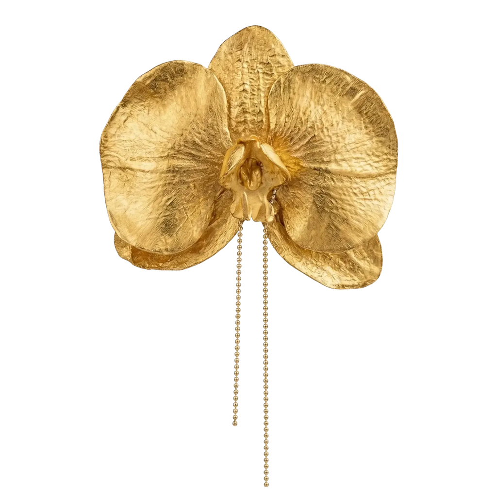 Golden Orchid Cascade  - Artisan Couture  Broş  | JAYA