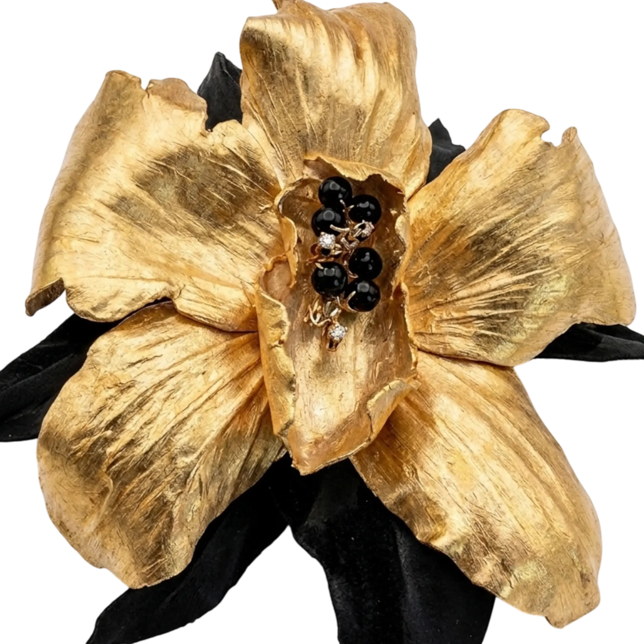 Golden Noir Orchid  - Artisan Couture  Broş  | JAYA