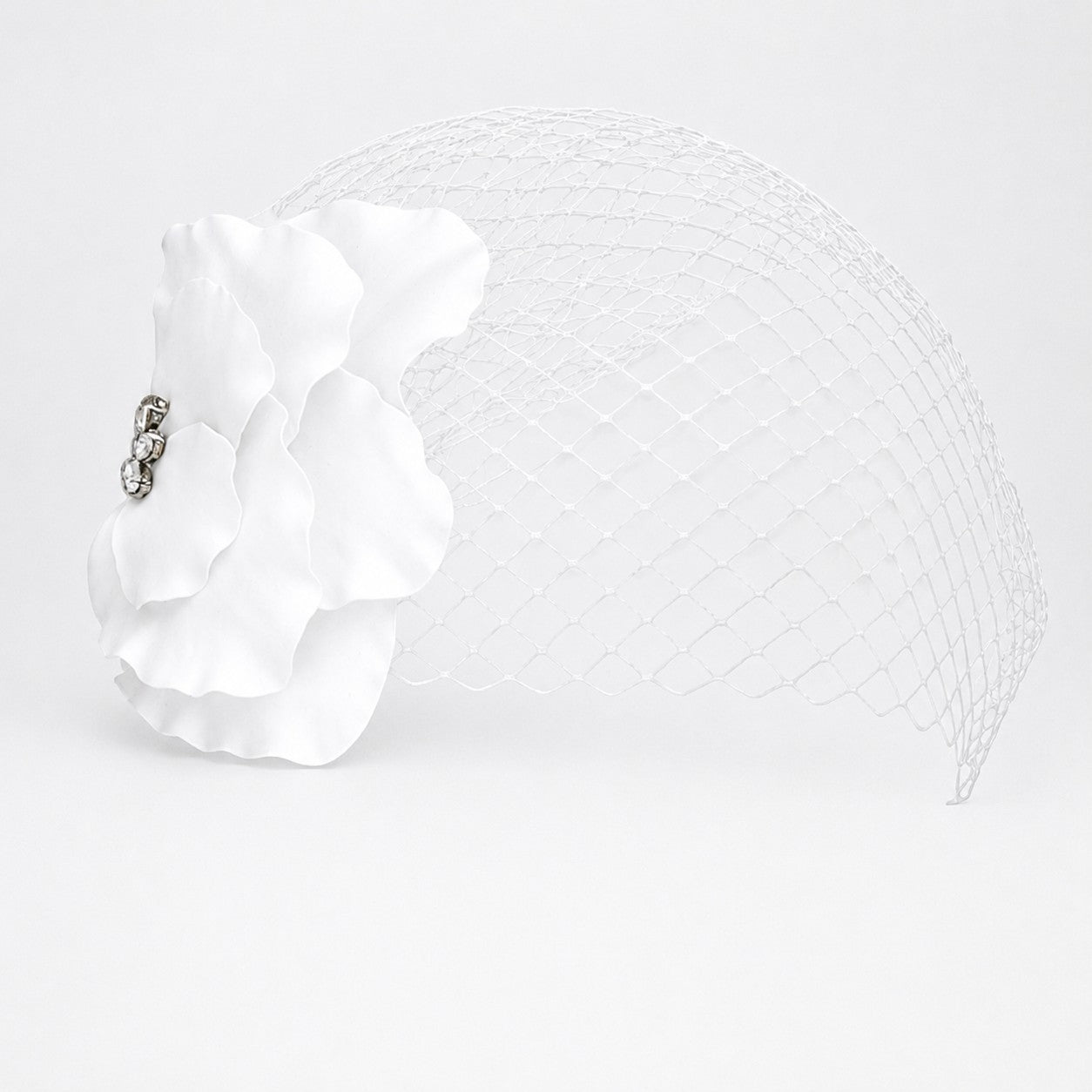 Ivory Blossom" Hand-Sculpted Bridal Hair Piece with Voilette