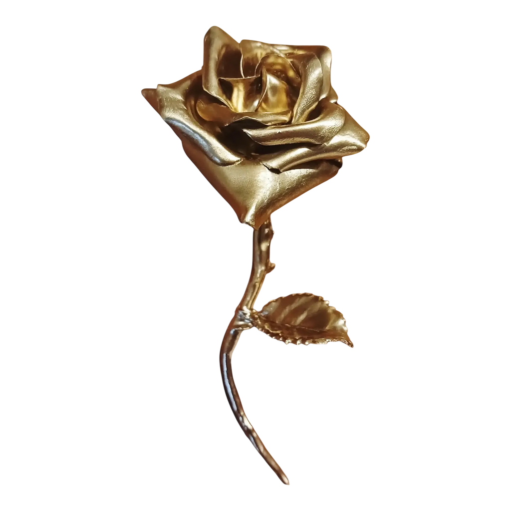 Golden Rose Sculpture  - Artisan Couture  Broş  | JAYA