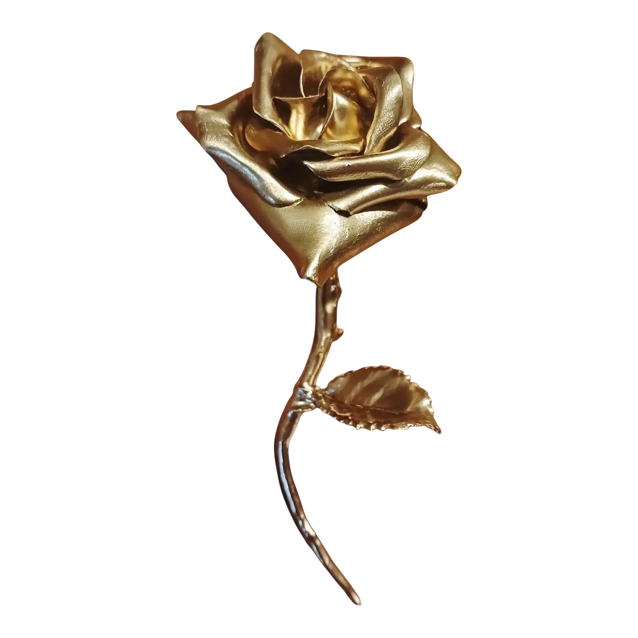 Golden Rose Sculpture  - Artisan Couture  Broş  | JAYA